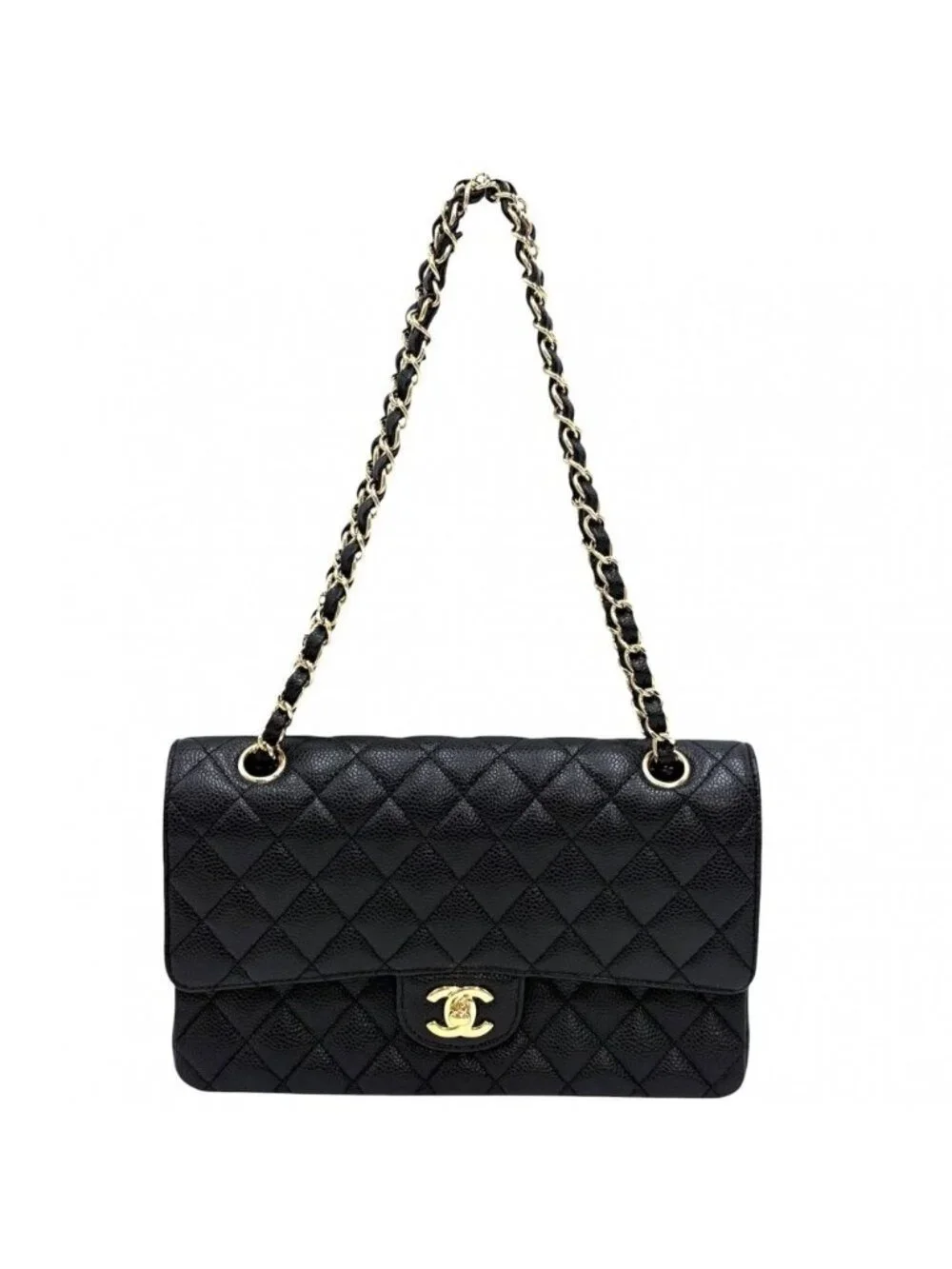 Chanel Shoulder Bag Quilted 25 Double Flap Chain Crossbody CC Logo Turnlock